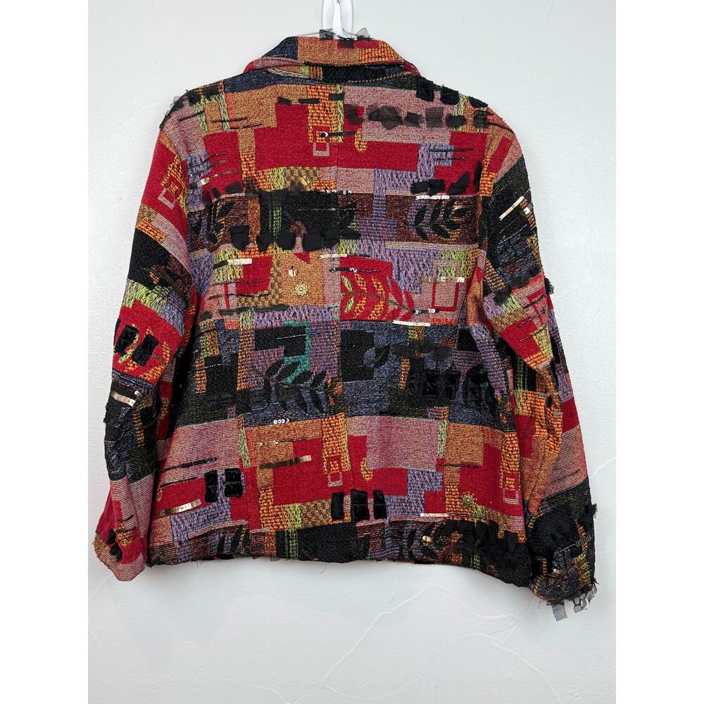 Chico’s Boho Artsy Patchwork Blazer Jacket Size 1… - image 2